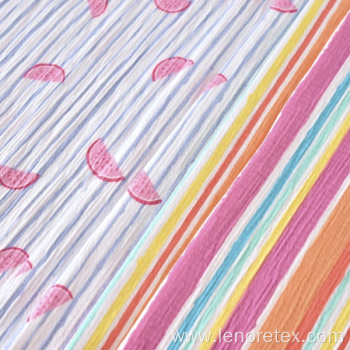 97%Cotton 2%Polyester 1%Spandex Crepe Crinkle Print Fabric